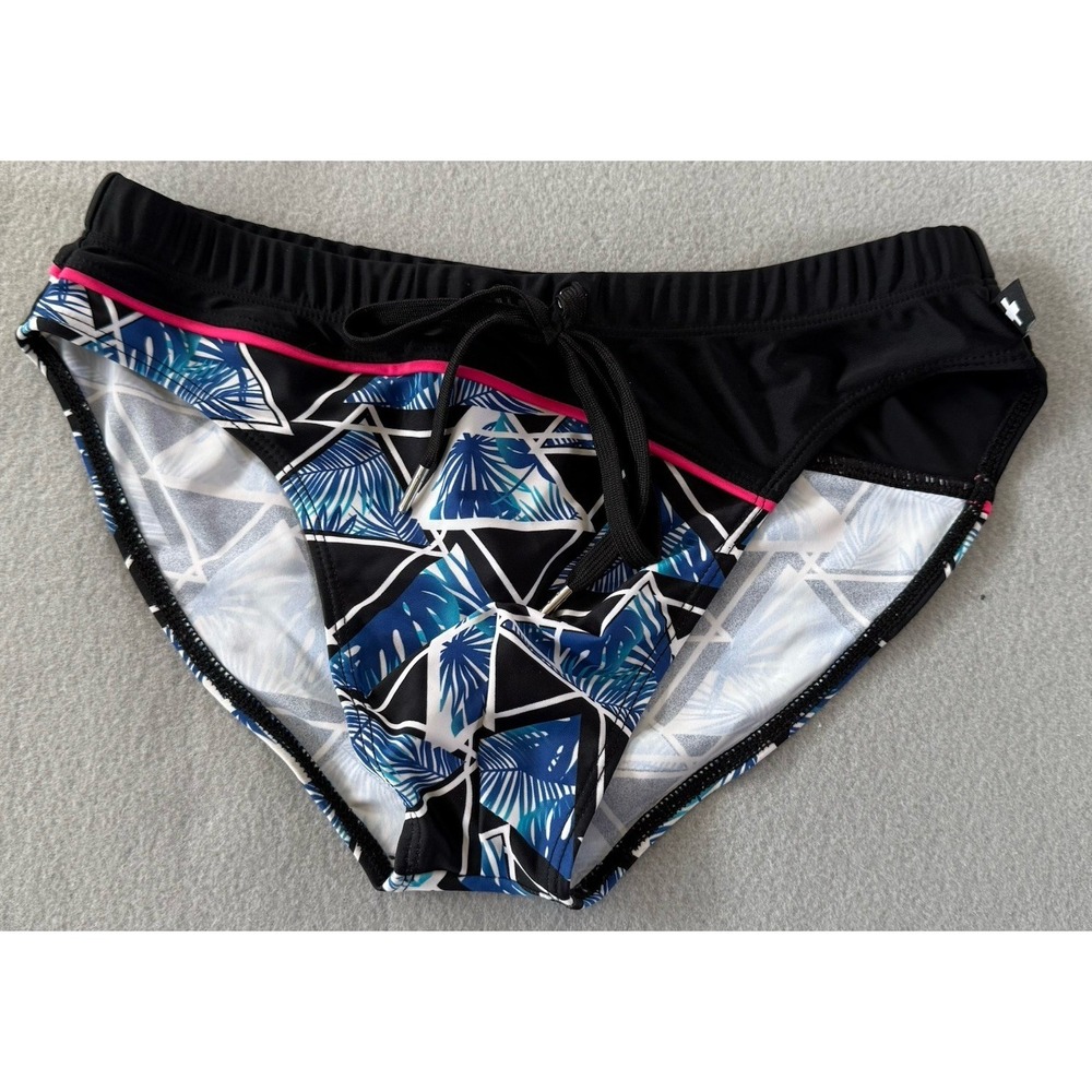 Andrew Christian Miami Bikini  Swim Briefs  Geometric Print Palm Trees Sz S